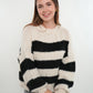 Strickpullover Meggi Stripes - Weiß mit Schwarz