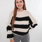 Strickpullover Meggi Stripes - Weiß mit Schwarz