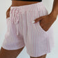 Musselin Shorts Stripes Nina  - Rosa / Weiß