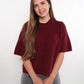 Strickshirt Kurzarm Ina - Dark Berry