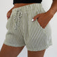 Musselin Shorts Stripes Nina  - Khaki / Weiß