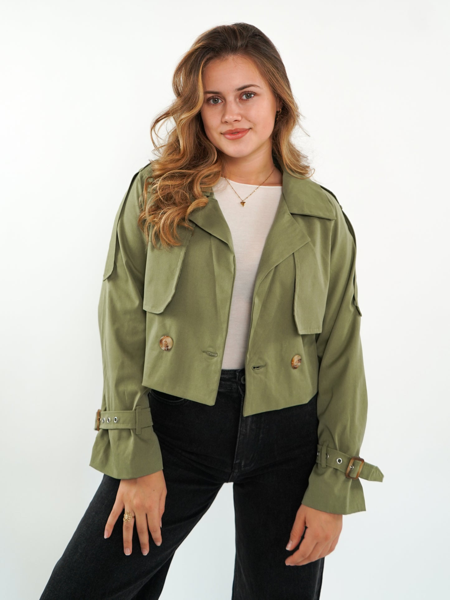 Cityscape Cropped Trenchcoat - Khaki