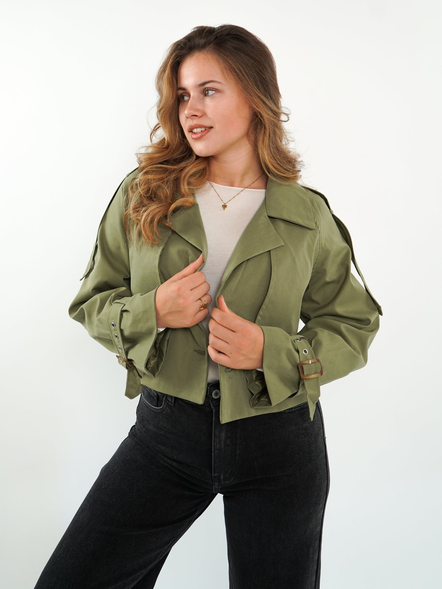 Cityscape Cropped Trenchcoat - Khaki