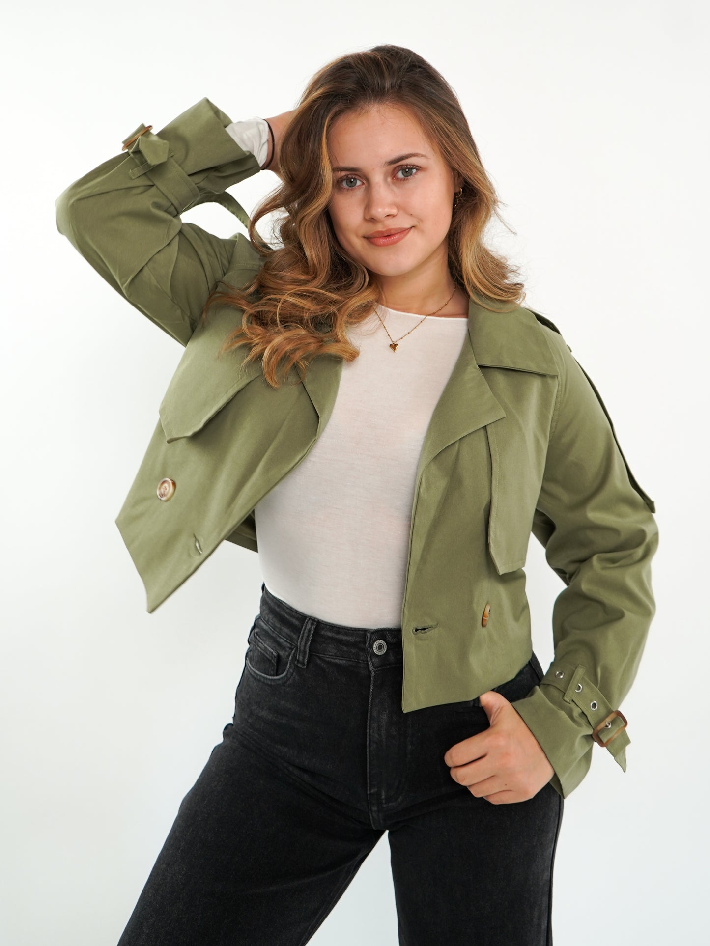 Cityscape Cropped Trenchcoat - Khaki