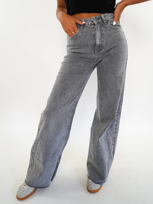 Wide Leg Jeans - Grau