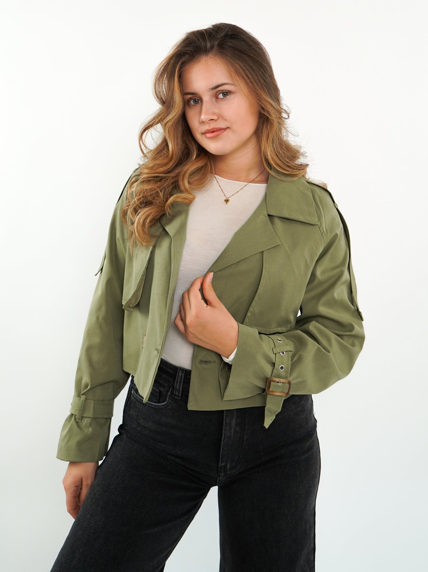 Cityscape Cropped Trenchcoat - Khaki