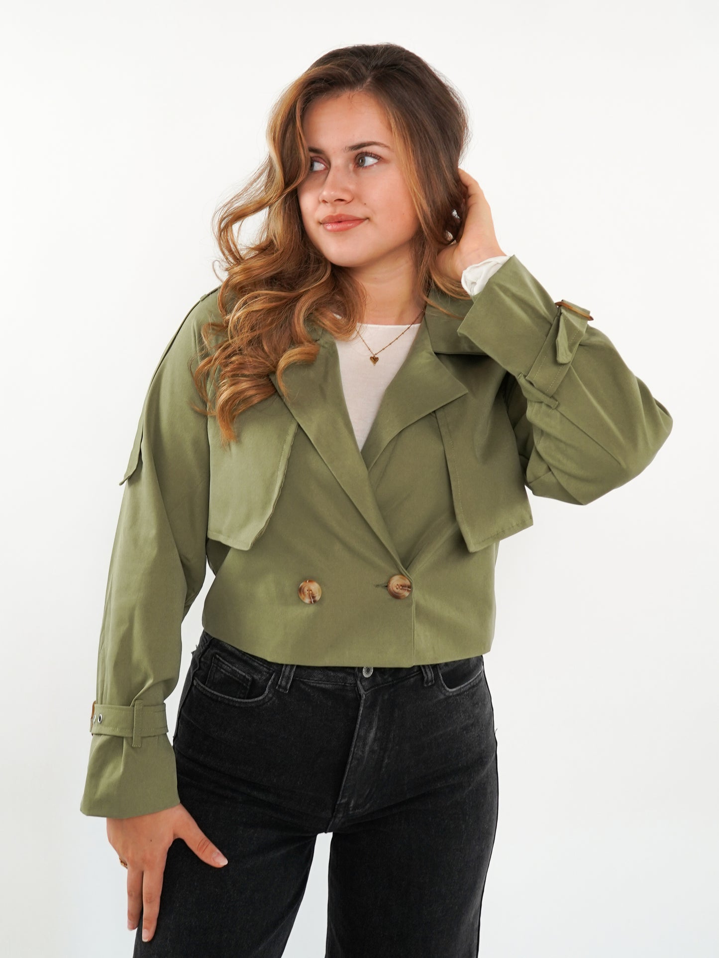 Cityscape Cropped Trenchcoat - Khaki