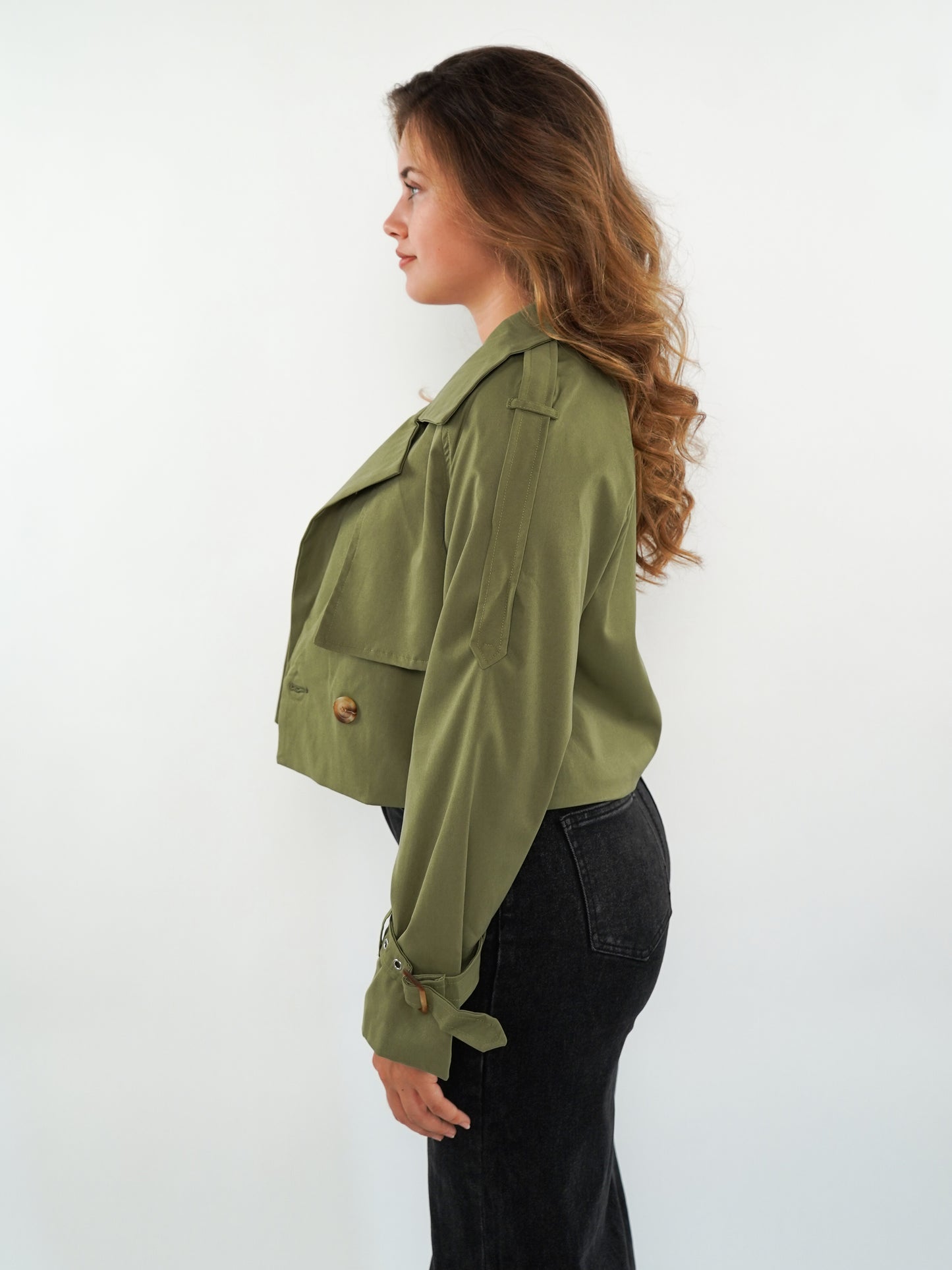 Cityscape Cropped Trenchcoat - Khaki