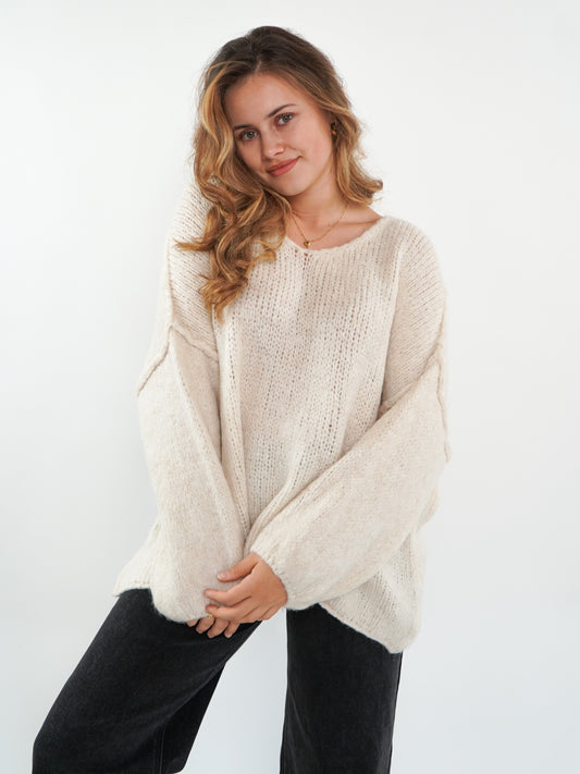 Strickpullover Felina V-Ausschnitt - beige