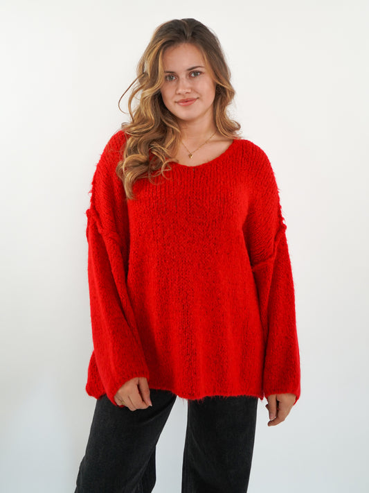 Strickpullover Felina V-Ausschnitt - Rot