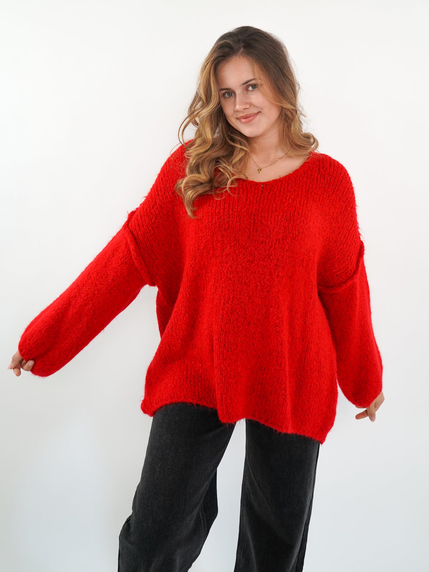 Strickpullover Felina V-Ausschnitt - Rot