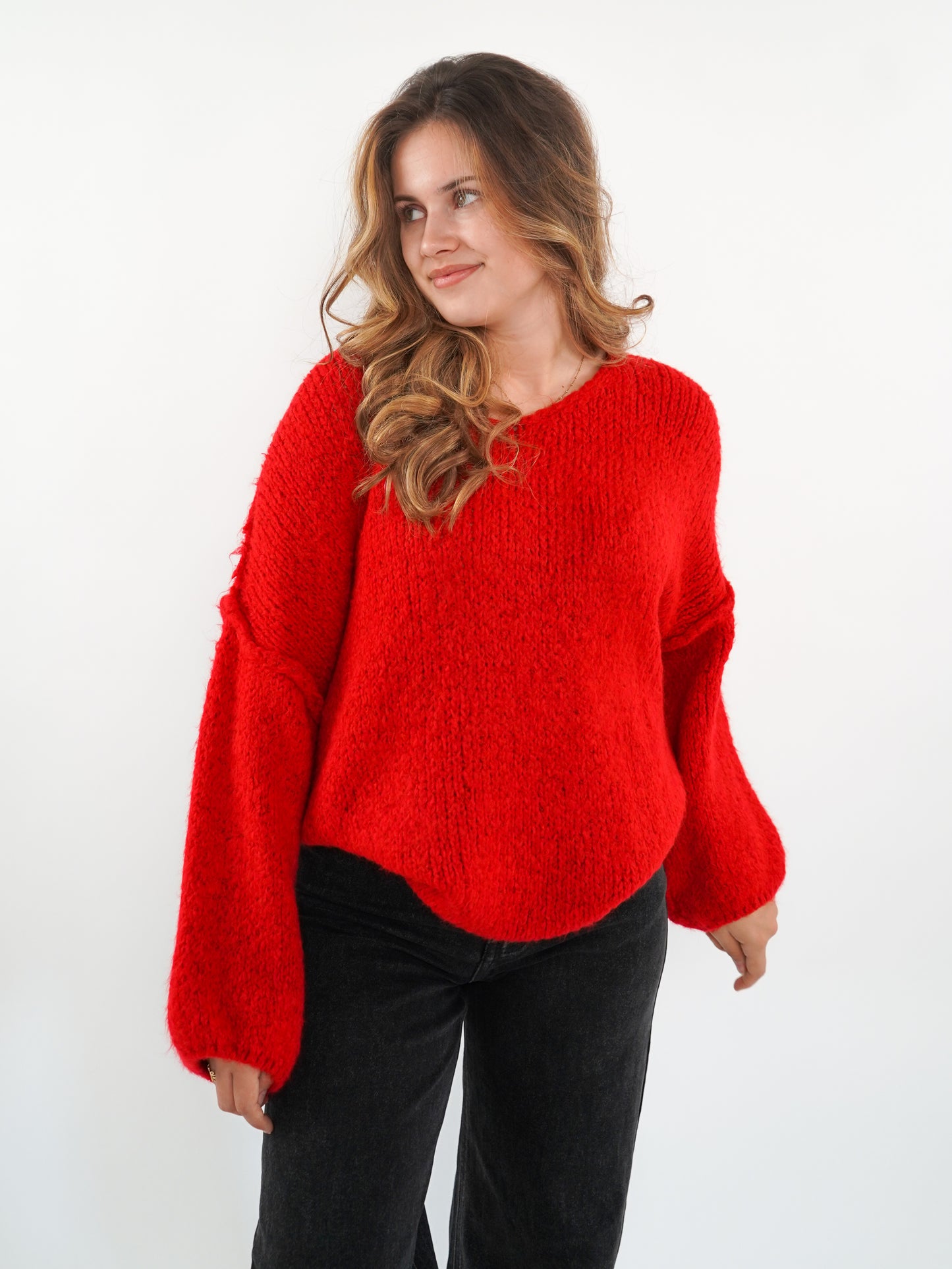 Strickpullover Felina V-Ausschnitt - Rot