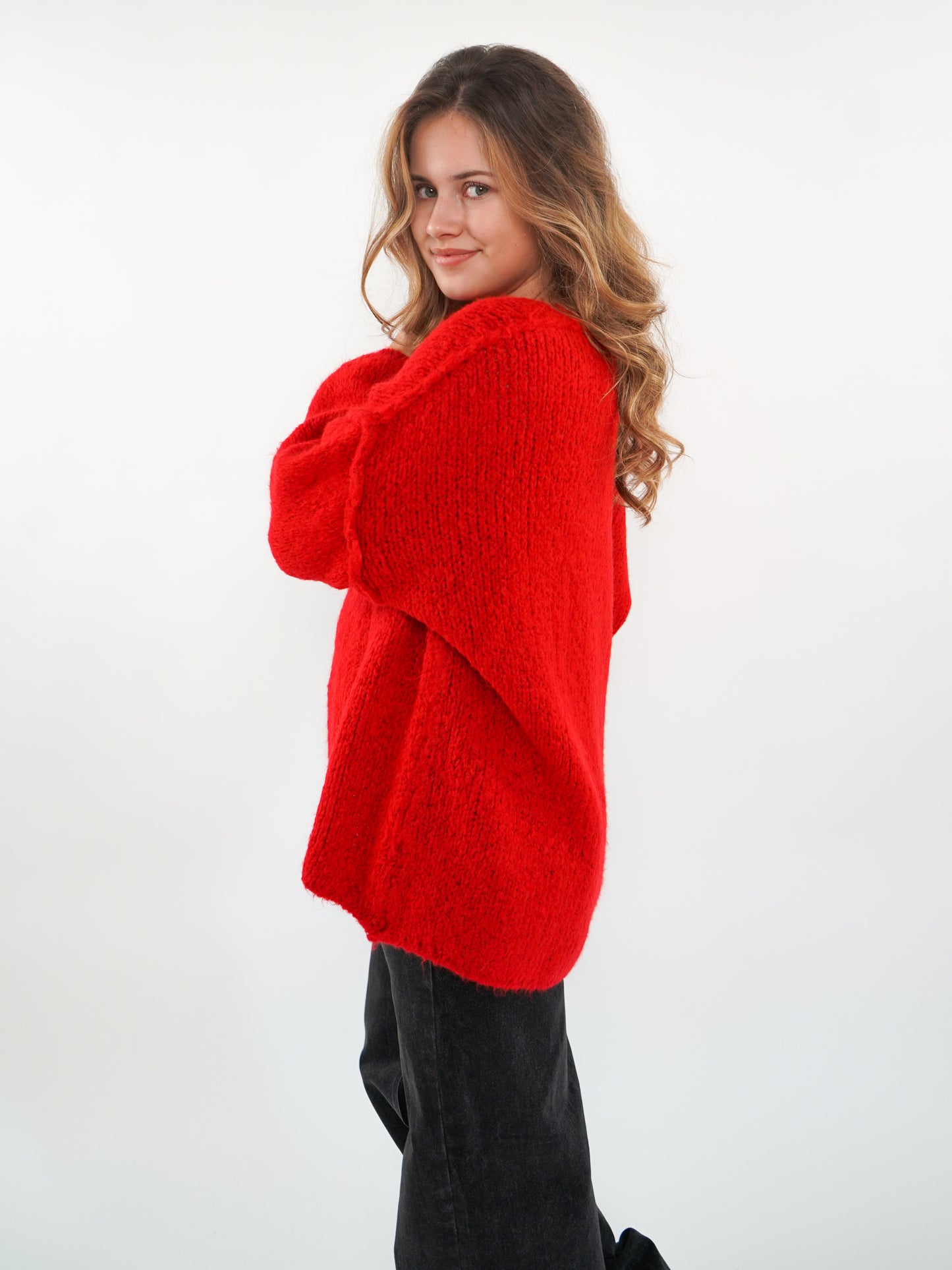 Strickpullover Felina V-Ausschnitt - Rot