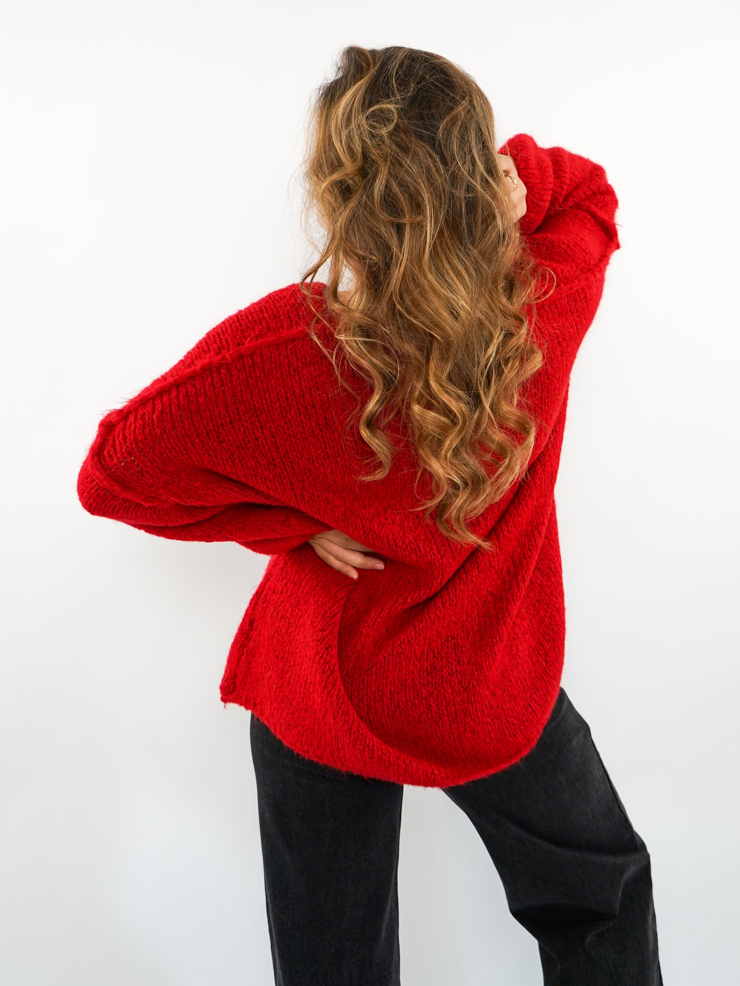 Strickpullover Felina V-Ausschnitt - Rot