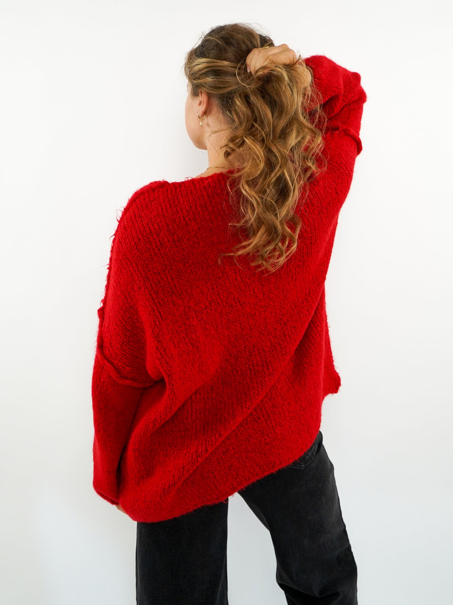 Strickpullover Felina V-Ausschnitt - Rot