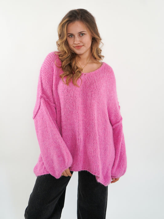 Strickpullover Felina V-Ausschnitt - Pink