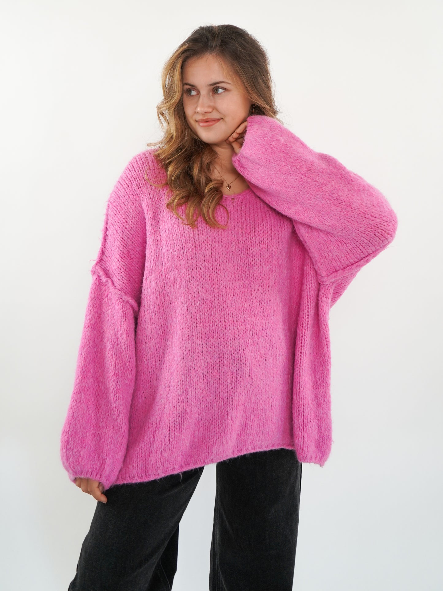 Strickpullover Felina V-Ausschnitt - Pink