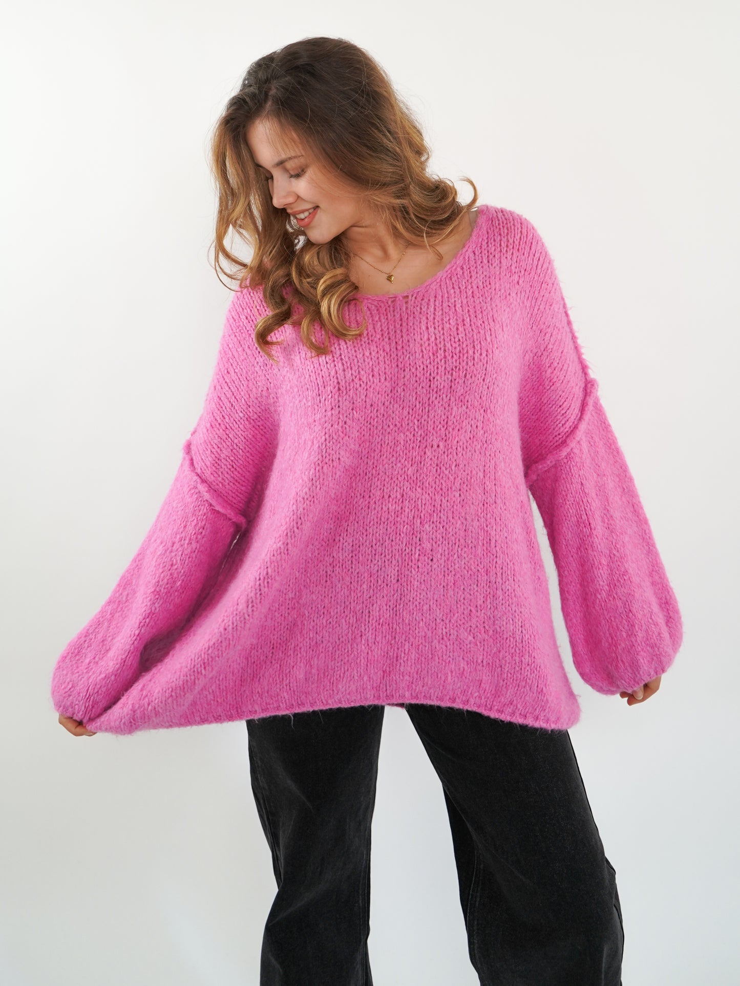 Strickpullover Felina V-Ausschnitt - Pink