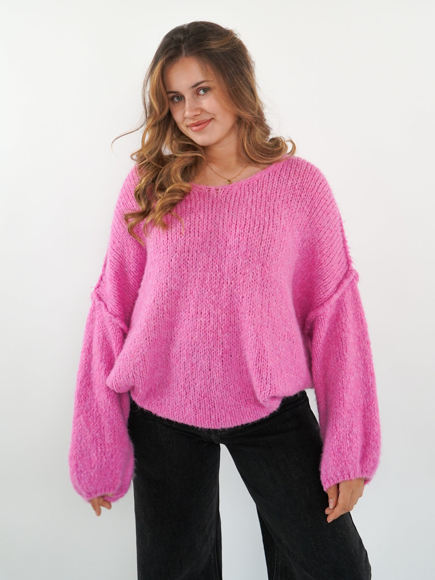 Strickpullover Felina V-Ausschnitt - Pink