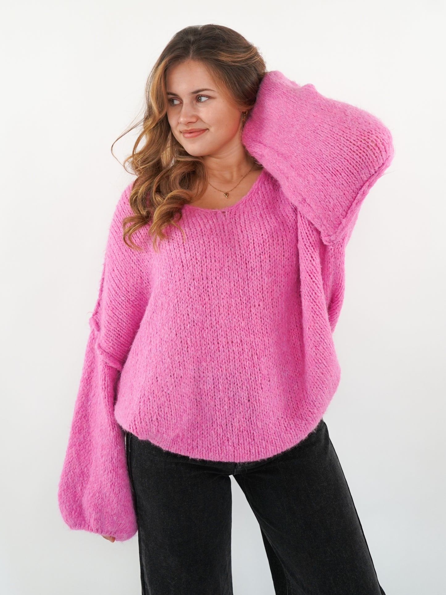 Strickpullover Felina V-Ausschnitt - Pink