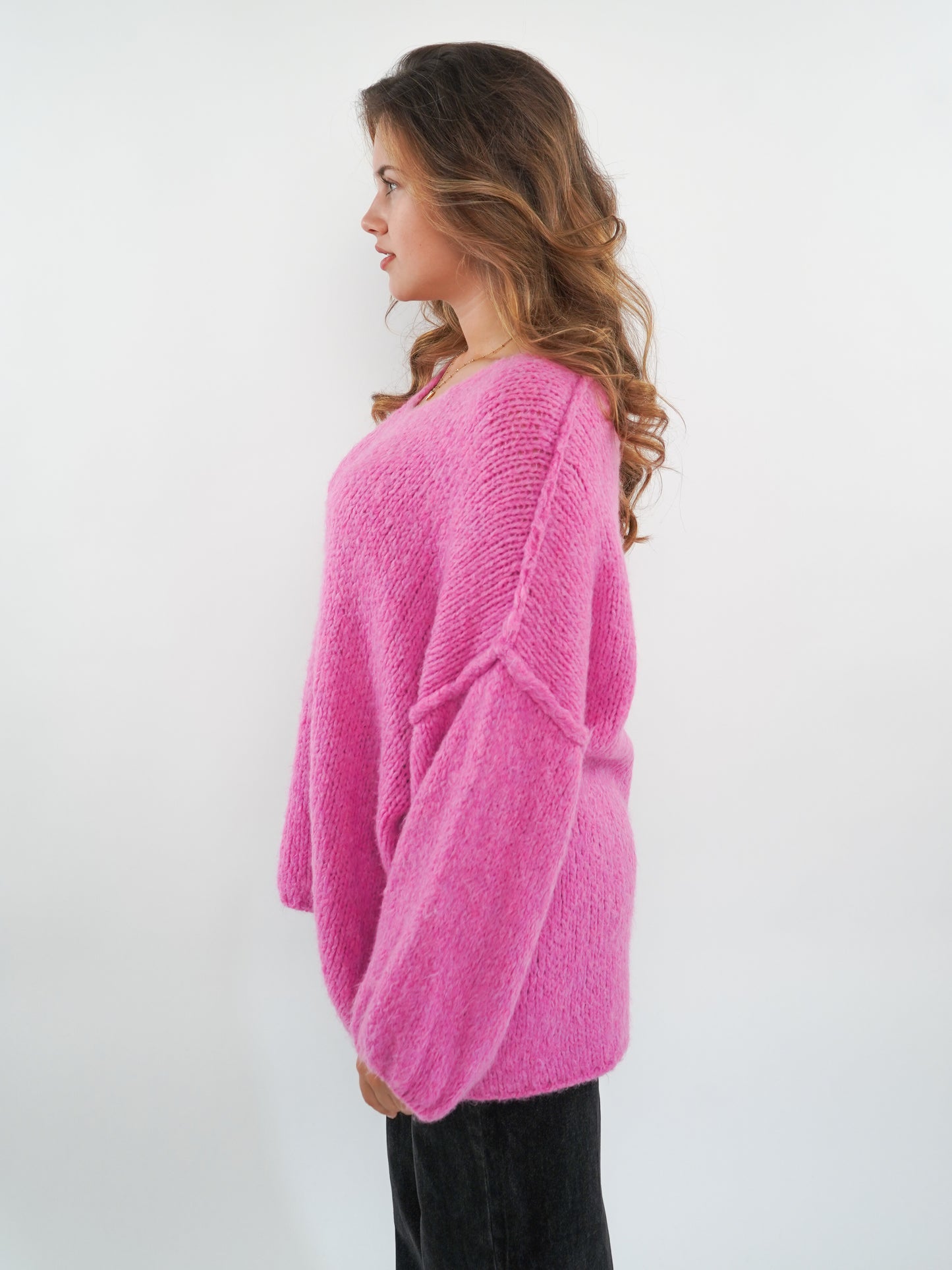 Strickpullover Felina V-Ausschnitt - Pink