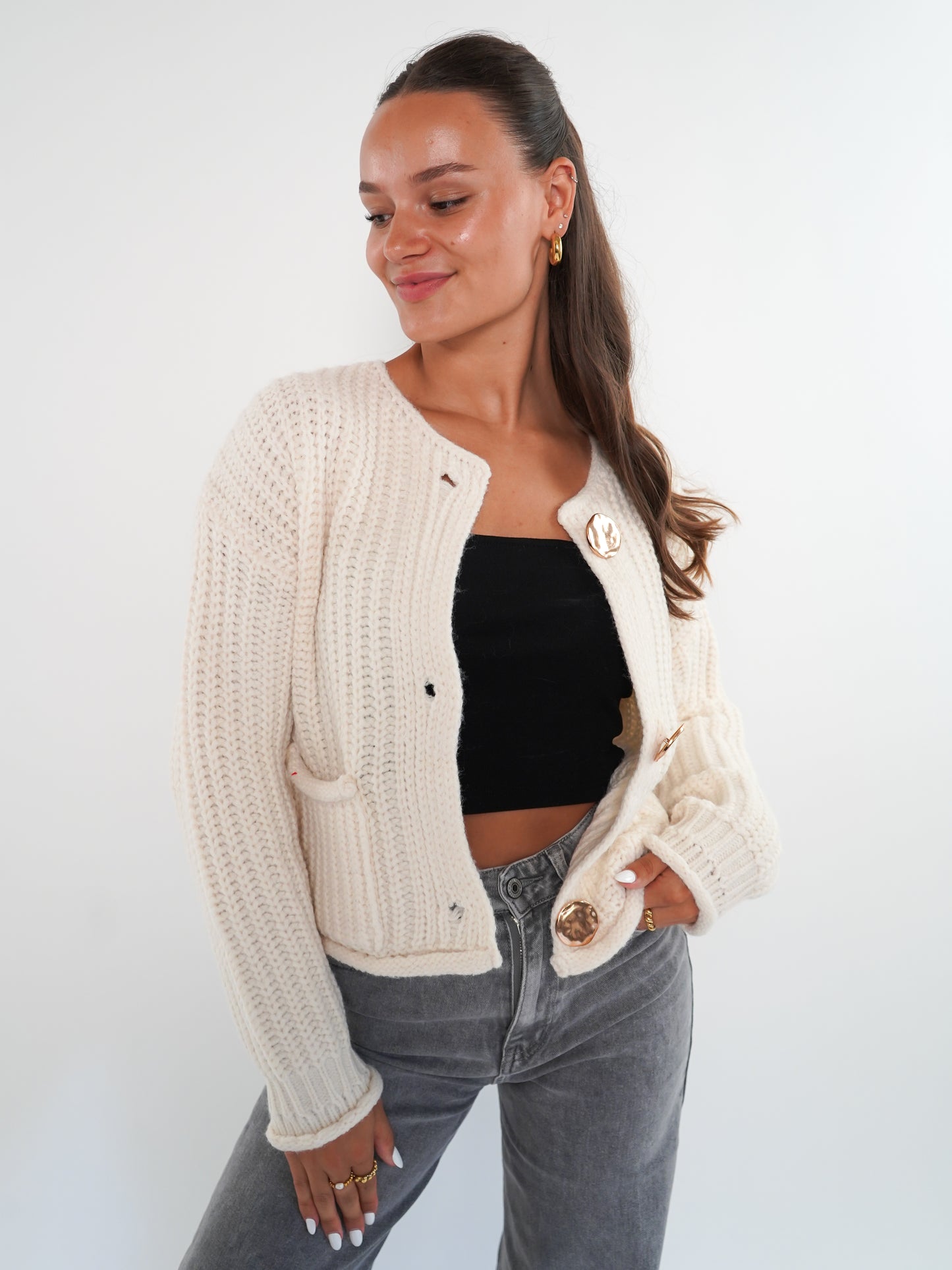 Strickjacke Elena - Creme