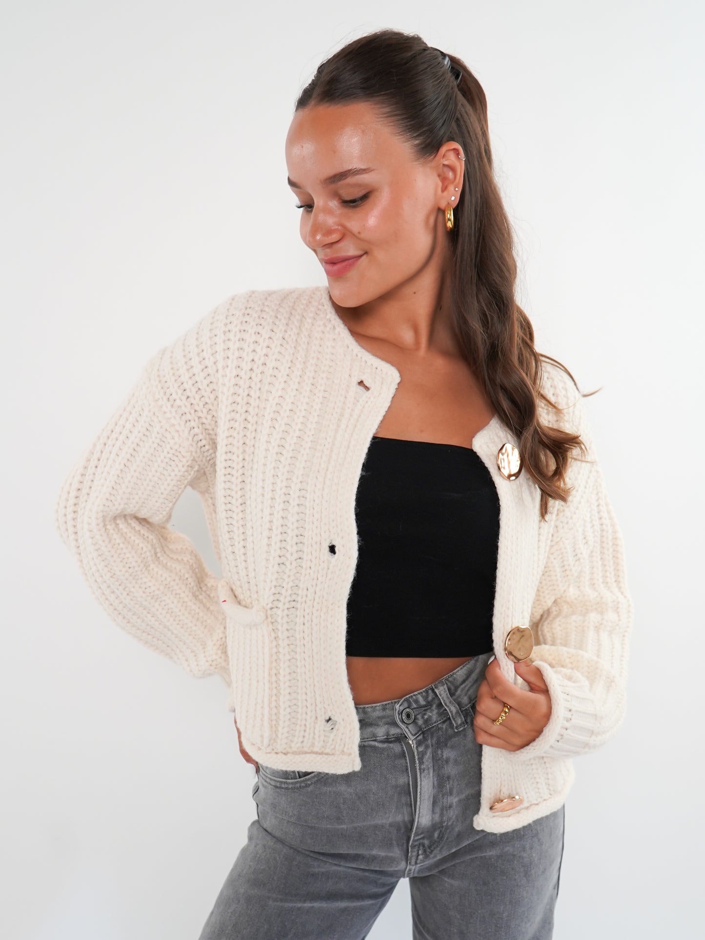 ZWEITELIEBE 853 Strickjacke Elena - Creme - vom Umtausch ausgeschlossen -