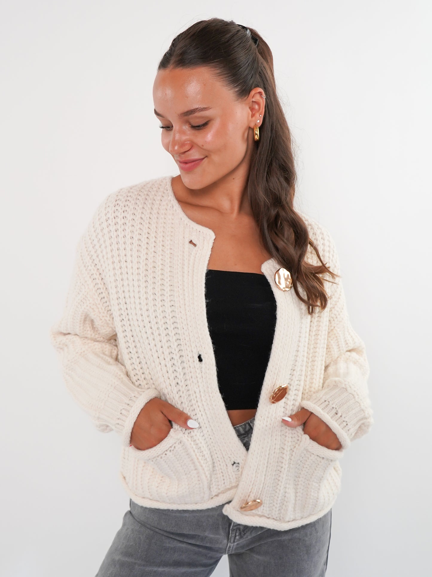 Strickjacke Elena - Creme