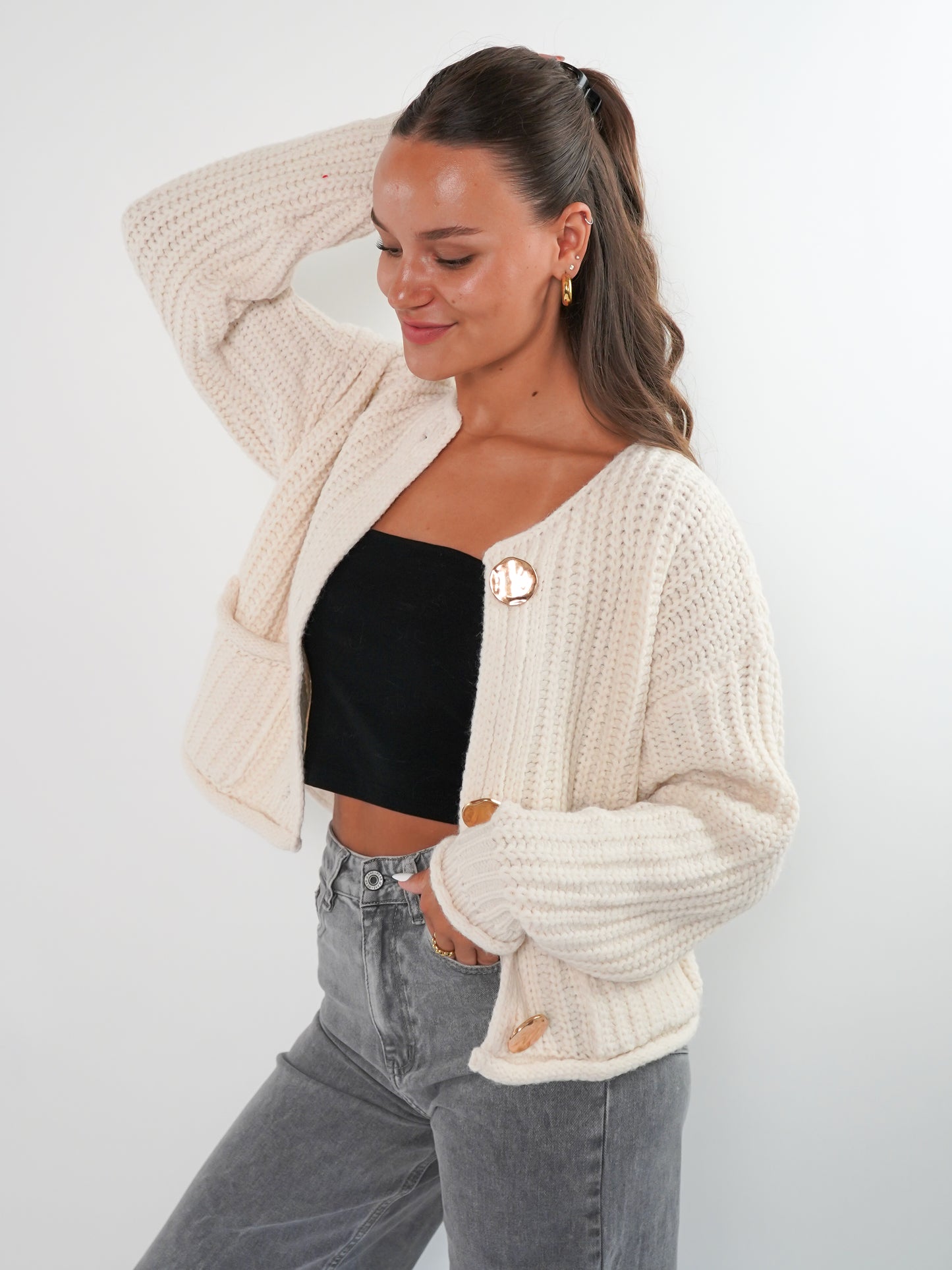 Strickjacke Elena - Creme