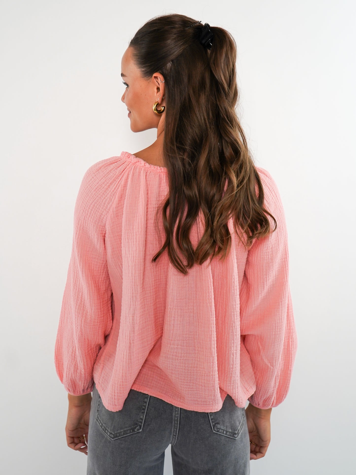 Musselin Bow Cardigan Mila - Puderkoralle