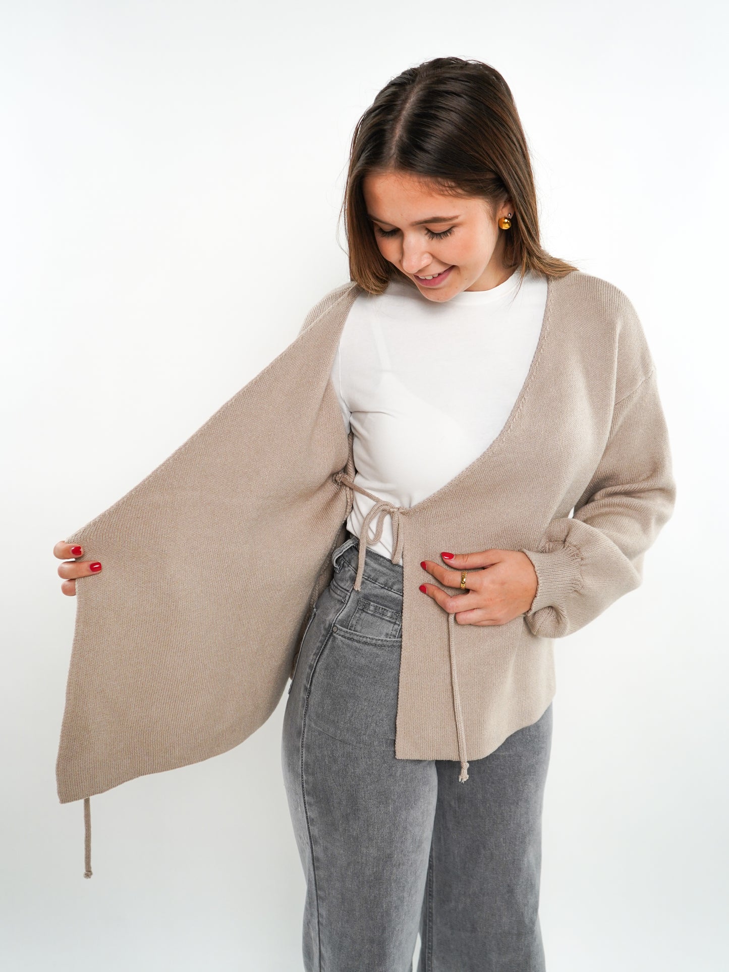 Cardigan in Wickeloptik - Beige