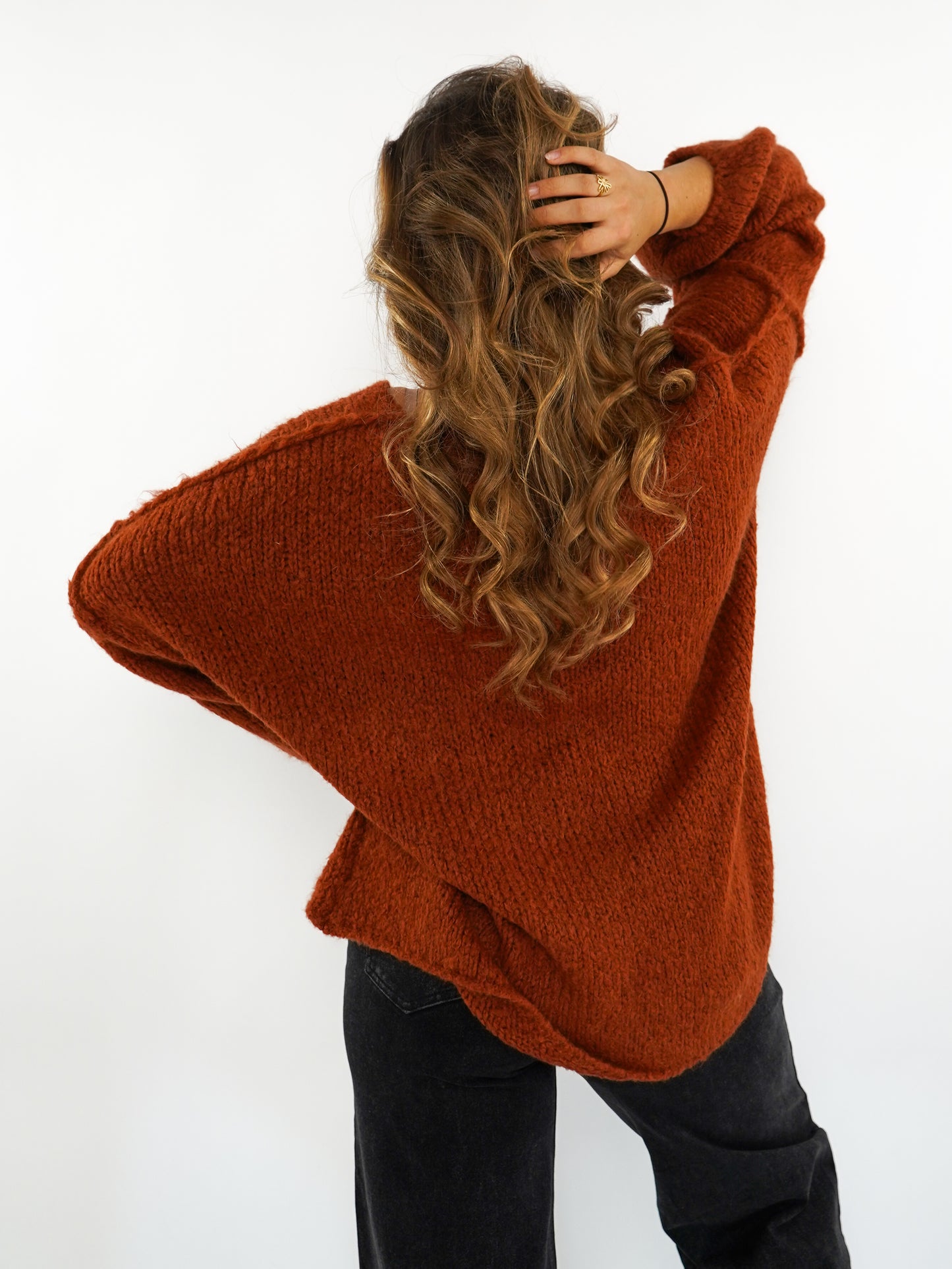 Strickpullover Felina V-Ausschnitt - Rostbraun