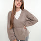 Cardigan in Wickeloptik - Braunbeige