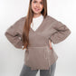 ZWEITELIEBE 1061 Cardigan in Wickeloptik - Braunbeige - vom Umtausch ausgeschlossen -