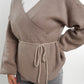 Cardigan in Wickeloptik - Braunbeige