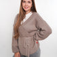 Cardigan in Wickeloptik - Braunbeige