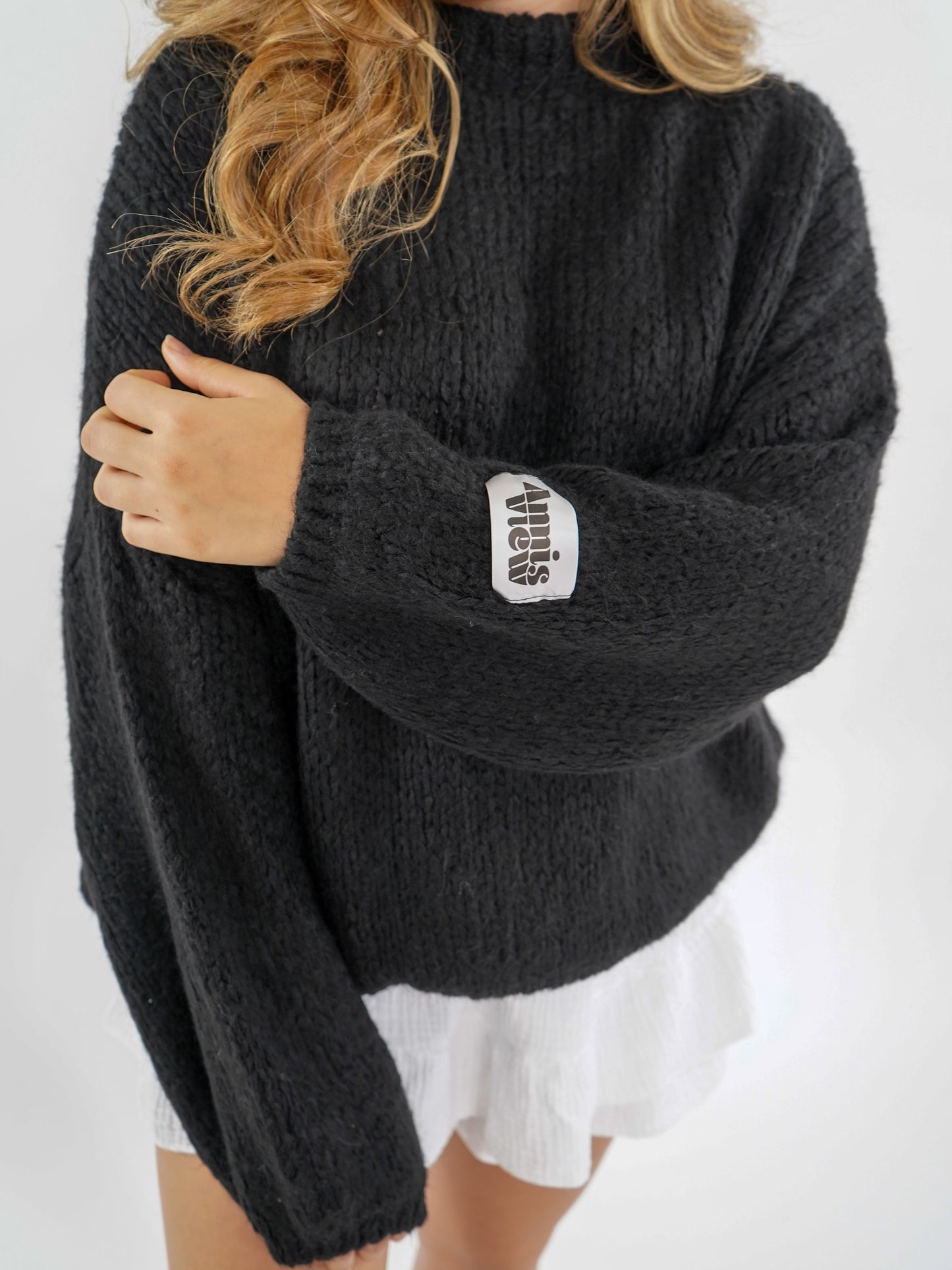 Knit Sweater Big ANNISVIEW - Schwarz