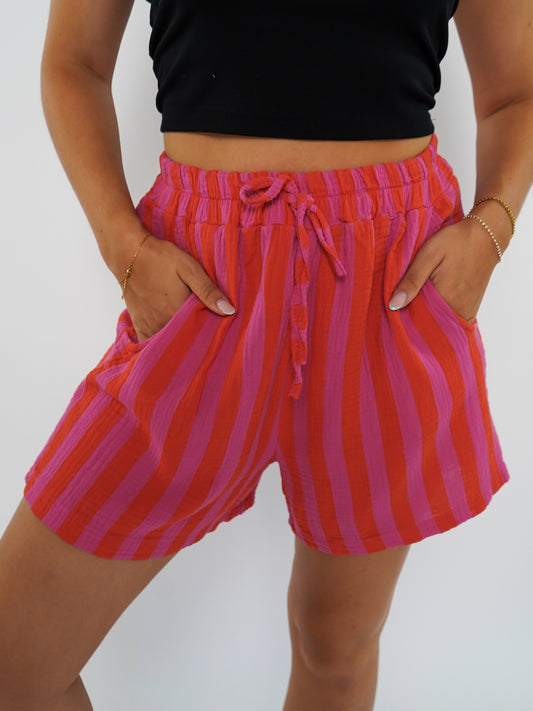 Striped Shorts Musselin - Pink / Orange