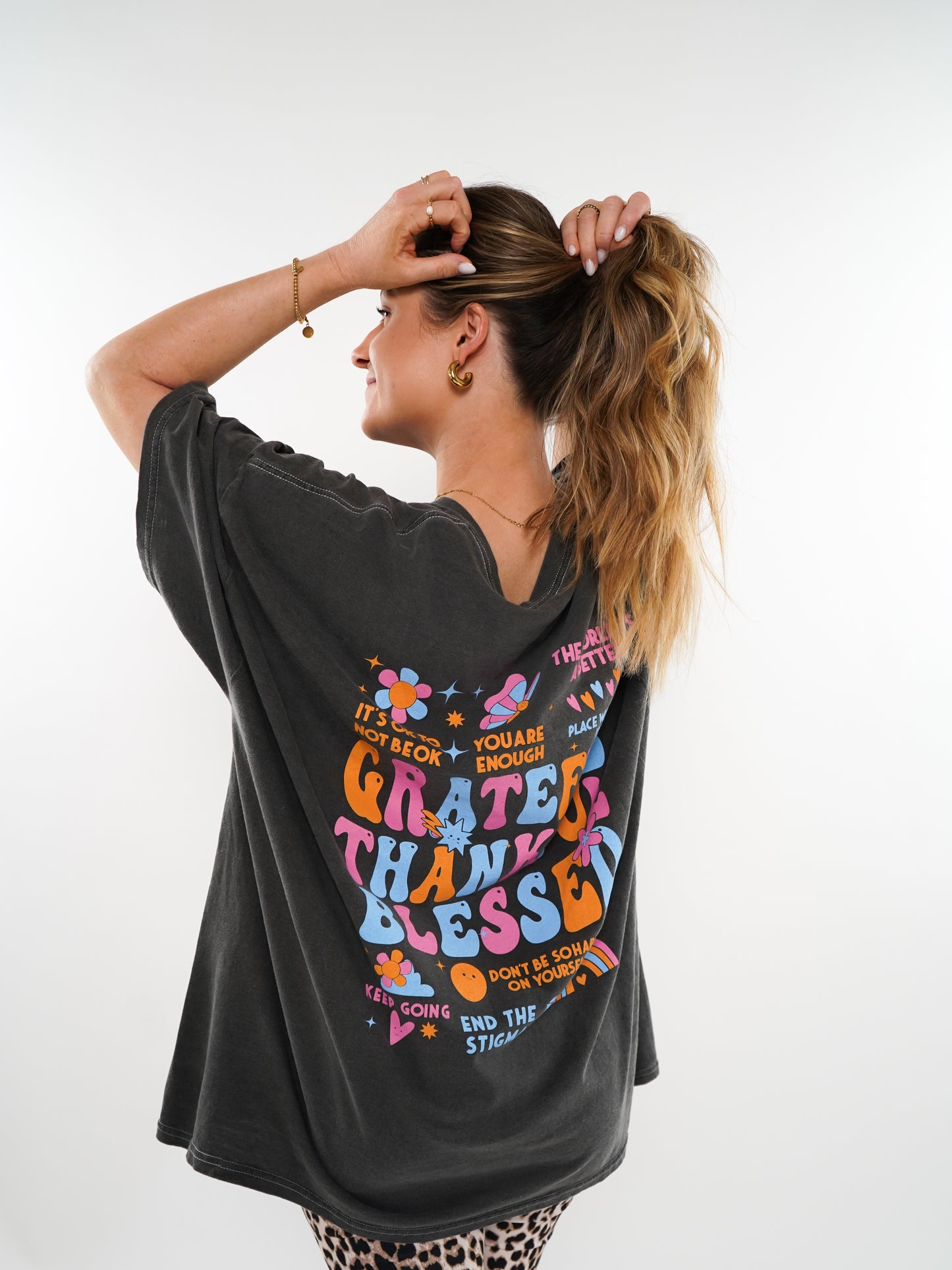 Be Kind To Your Mind Oversize T-Shirt - Washed Schwarz