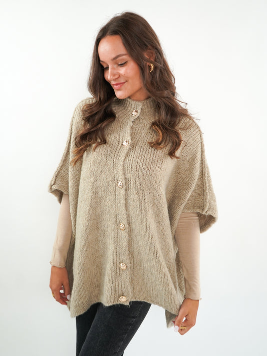 Kurzarm Strickweste Ella - Braunbeige