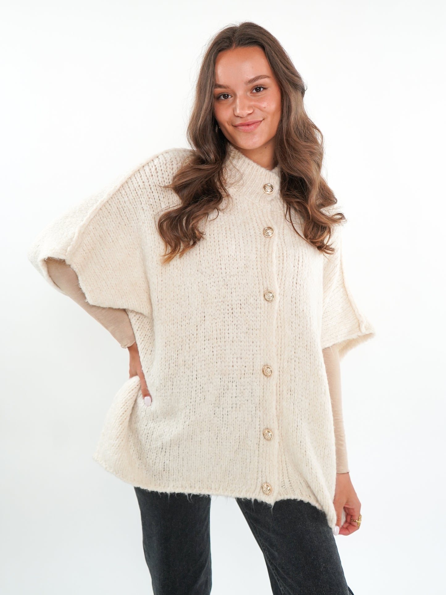 Kurzarm Strickweste Ella - Creme