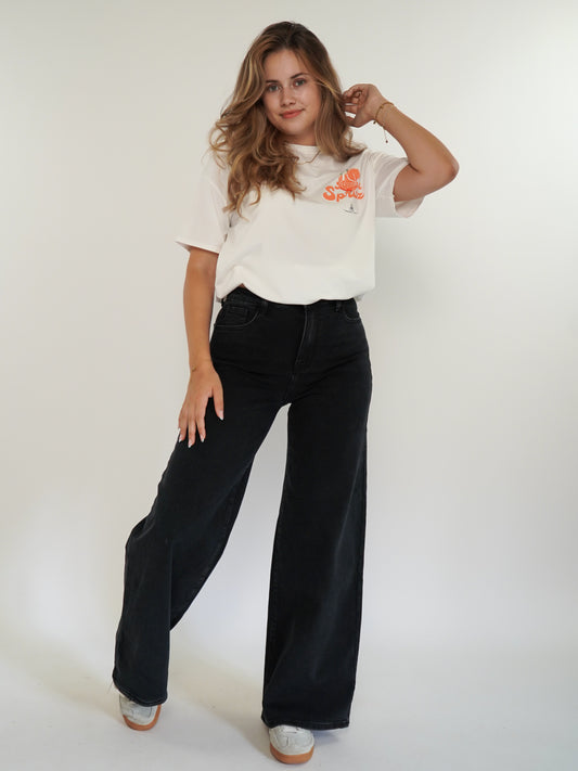 Wide Leg Jeans Nora - Schwarz