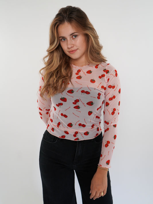 Mesh Strawberry Longsleeve - Rosa