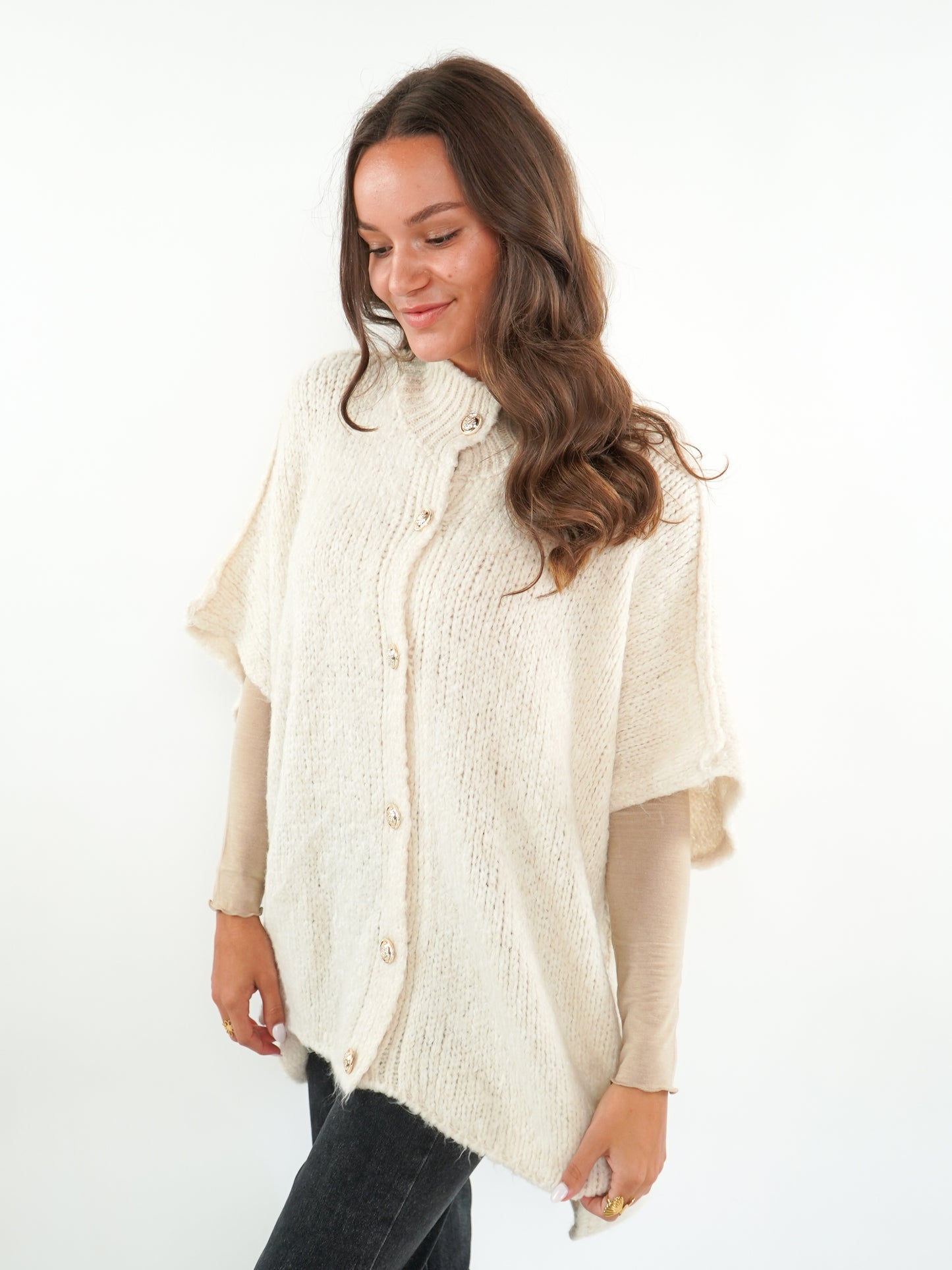 Kurzarm Strickweste Ella - Creme