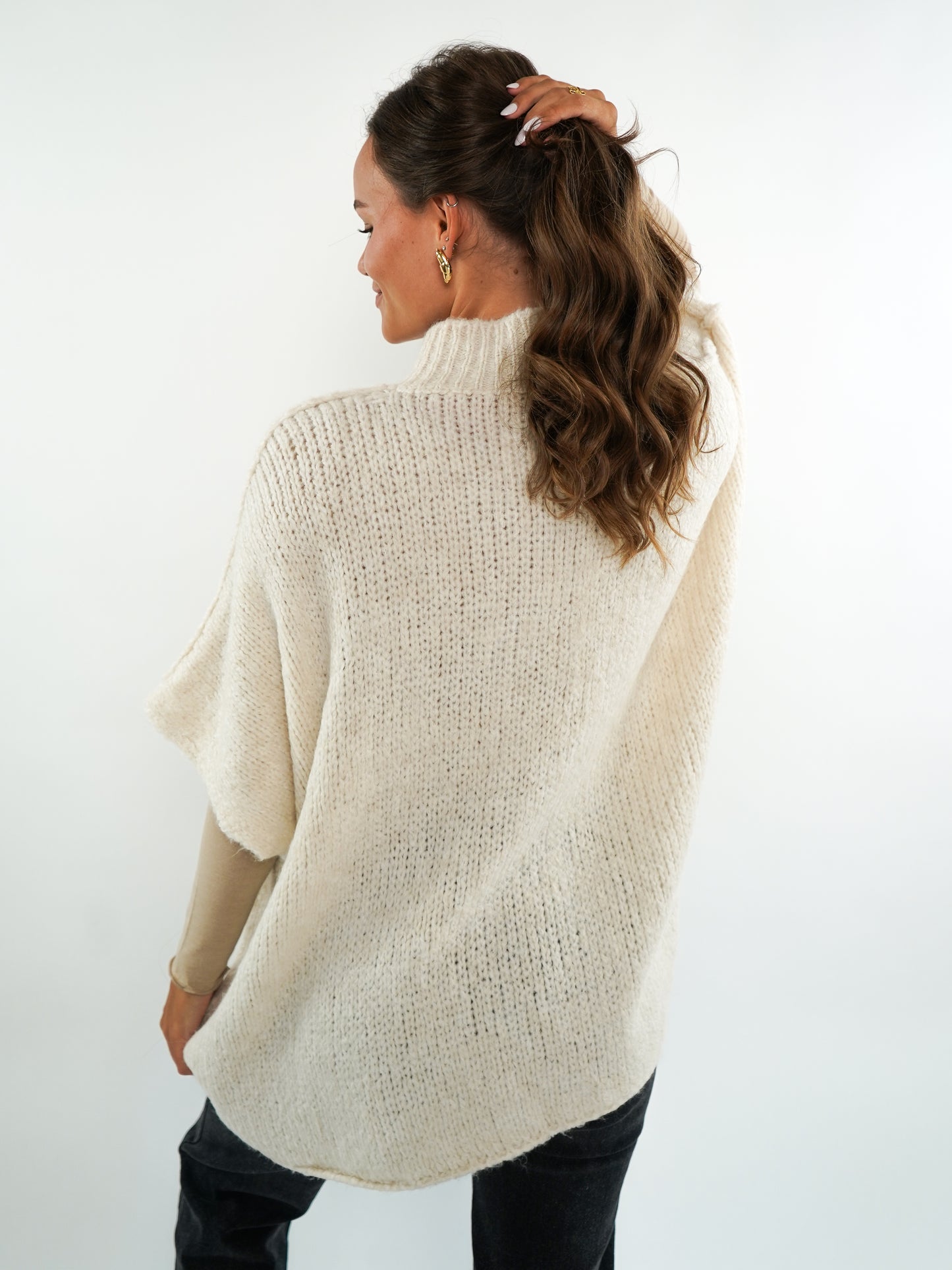 Kurzarm Strickweste Ella - Creme