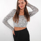 Sparkly Statement Crop Longsleeve - Silber