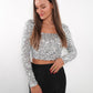 Sparkly Statement Crop Longsleeve - Silber