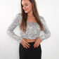 Sparkly Statement Crop Longsleeve - Silber