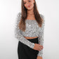 Sparkly Statement Crop Longsleeve - Silber