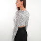 Sparkly Statement Crop Longsleeve - Silber